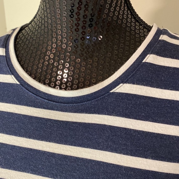 Banana Republic Twist Knot navy and white striped short sleeved tee dress size M - Picture 6 of 10